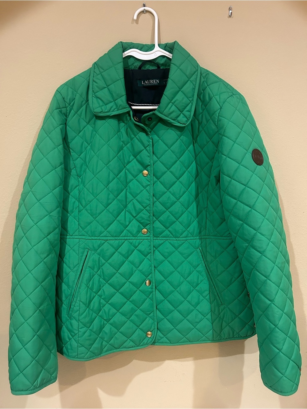 Lauren Ralph Lauren Green Diamond Quilted Women's Lightweight Barn Coat Size L